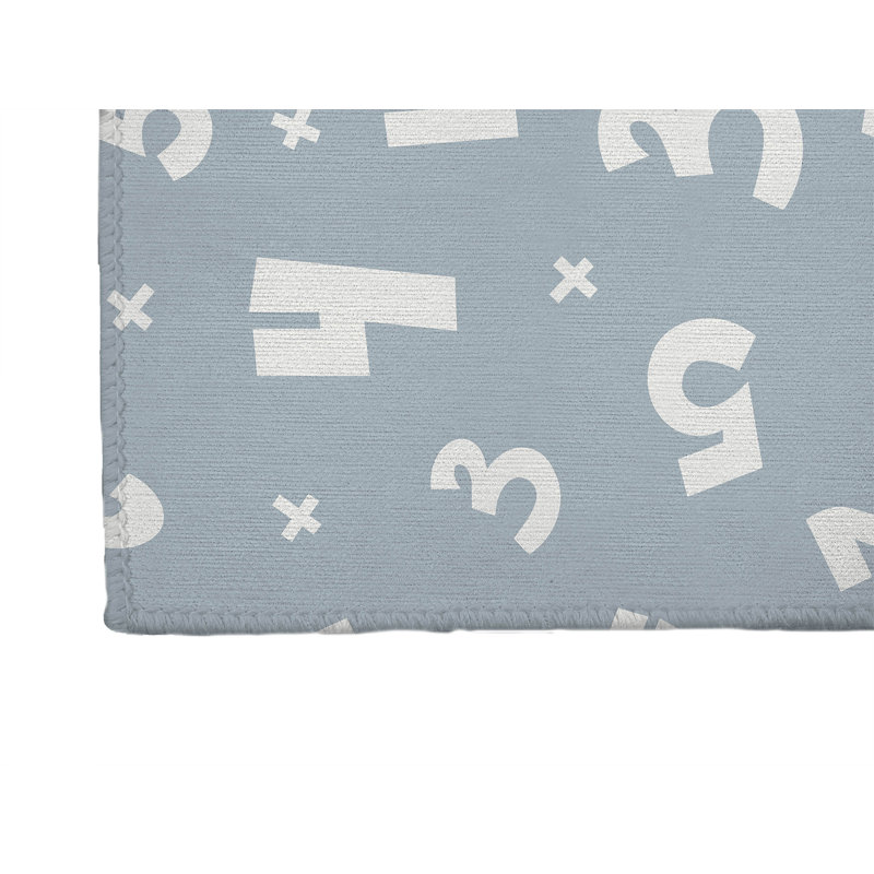 Numbers Kids Play Mat, Slate Blue/Blue/Ivory, Rectangle 2' x 3'