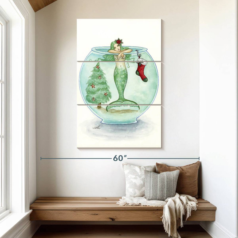 Kelan sirène en attente du père Noël, H 50 po x l 32 po