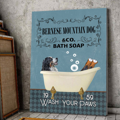 Bernese Mountain Dog - Wash Your Paws Gallery Wrapped Canvas