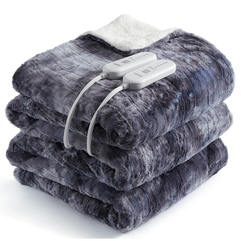 Heated Throw Blanket, Grey, 254cm L x 228.6cm W