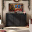 Buffet 47 po noir avec rangement et crédence moderne avec portes et console en bois robuste pour meuble télé