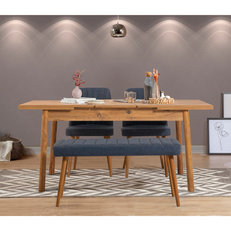 Durant 4 - Person Dining Set, Navy Blue, Atlantic Pine, Atlantic Pine