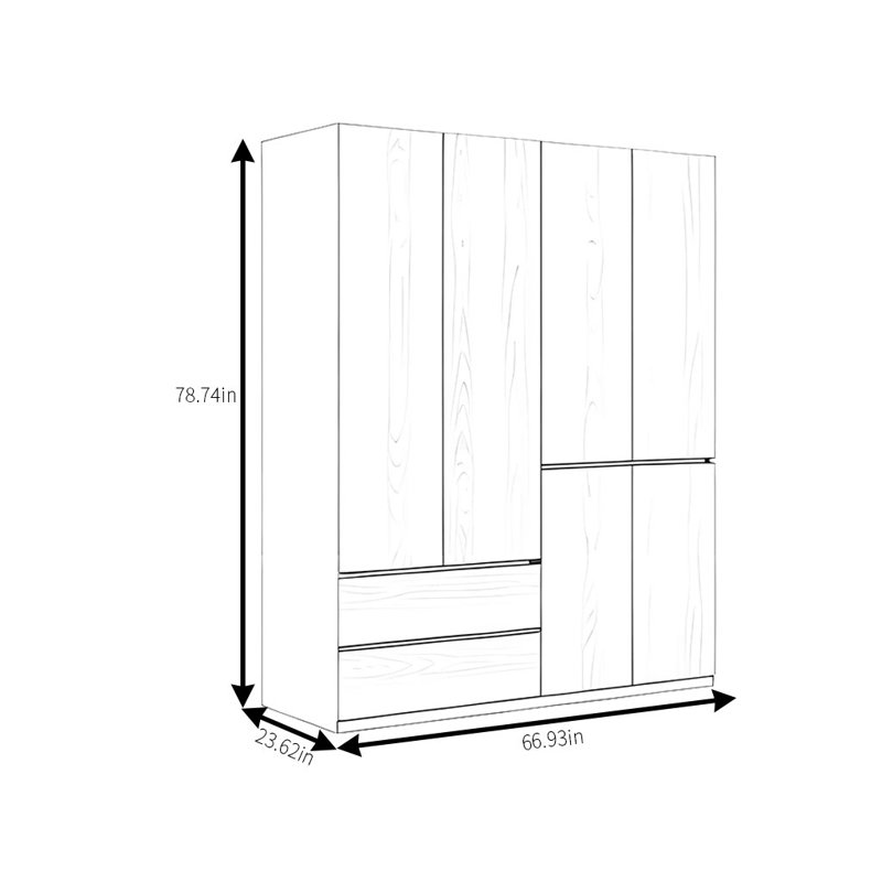 Simple And Practical Wardrobe, 78.74" H x 66.93" W x 23.62" D
