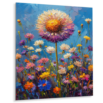White Purple Summer Dandelion Meadows II - Dandelion Wall Art Print
