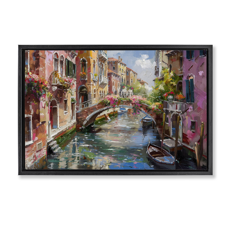 Cadre flottant Reflections of Venice, design par LSR Creative Studio, Cadre flottant noir de jais, H 17 po x l 25 po