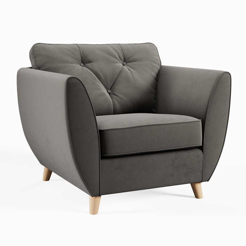 Collazo Upholstered Armchair, Beige Wood, Asphalt