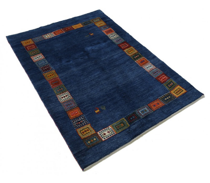 Tapis Gabbeh bleu noué à la main 3 pi 7 po x 5 pi 1 po bleu