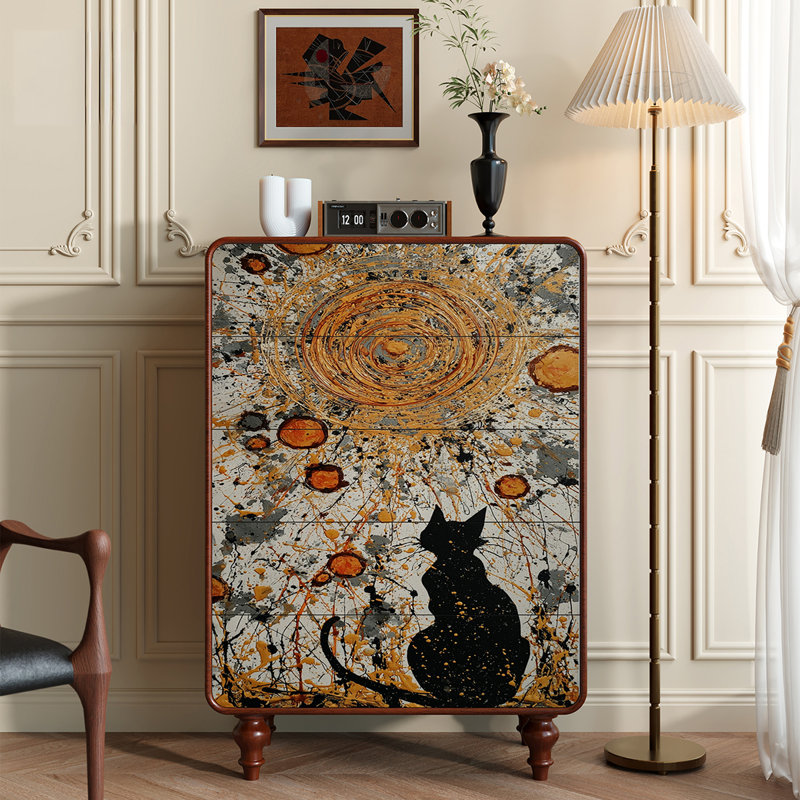 Commode 5 tiroirs Whimsical Cat Design