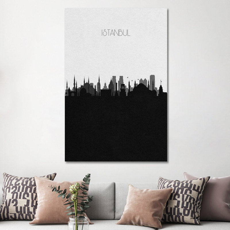Istanbul, Turkey City Skyline by Ayse Deniz Akerman - Print on Canvas, Wrapped Canvas, 66.04 cm H x 45.72 cm W x 3.175 cm D