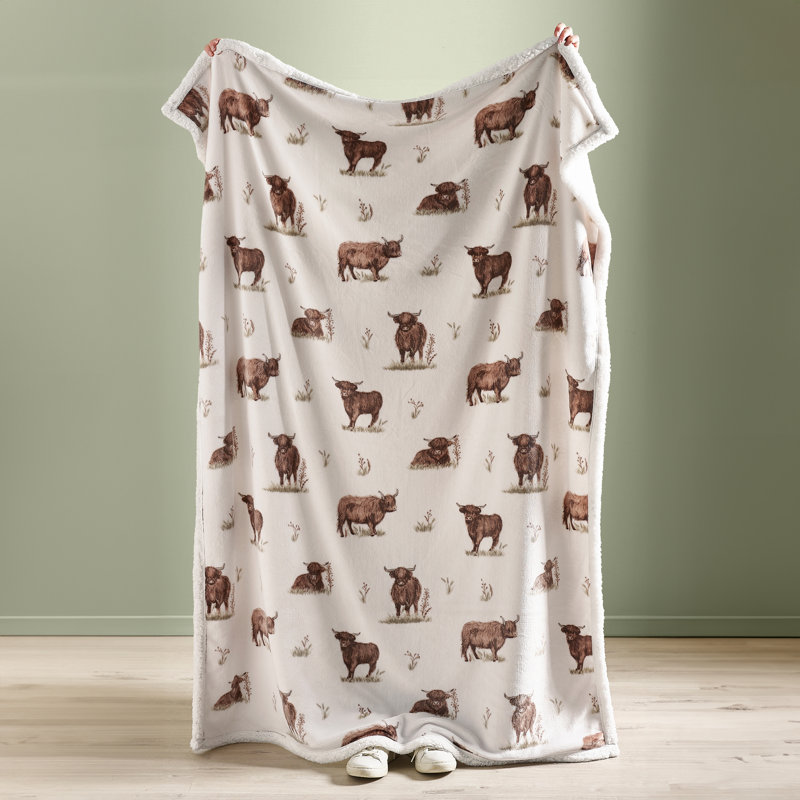 Angus Highland Cow Cosy Fleece Blanket Throw