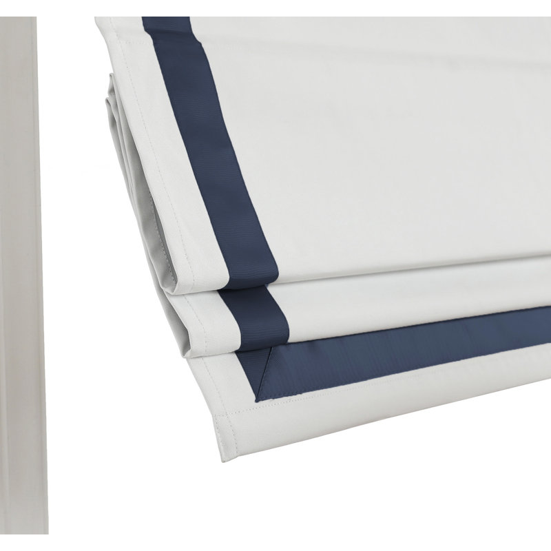 Cordless100% Blackout Roman Shades with Ribbon Border, Navy, 35"W x 64"L