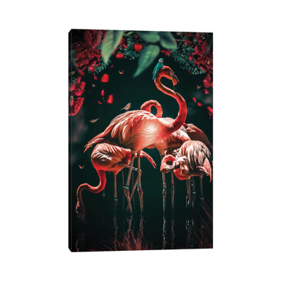 The Glowing Flamingo by Zenja Gammer - Print on Canvas