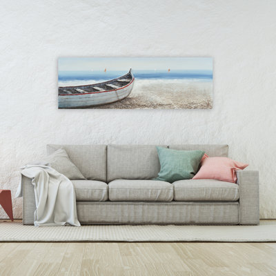 Sur la plage - peinture panoramique sur toile tendue