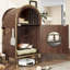 Enclos pour litière pour chats 21, litière de luxe à deux niveaux, refuge confortable pour 2 chats, design moderne en forme d'arche et construction en bois massif, assemblage robuste avec support