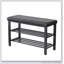Banc de rangement à chaussures compact à 3 niveaux avec coussin de siège en polyuréthane, tablettes en filet pour l'organisation du vestibule et du couloir