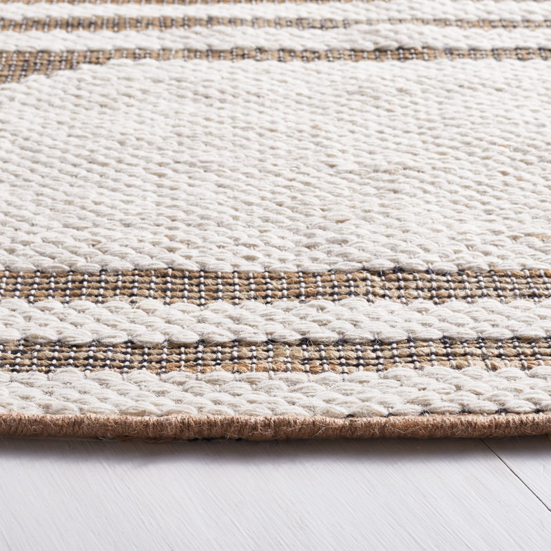 Lacourtney Natural Fiber Hand Woven Jute/Wool/Cotton Geometric Rug in Natural/Ivory, Rectangle 3' x 5'