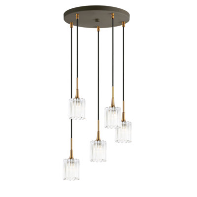 Luminaire suspendu tambour grappe 5 lumières Romona