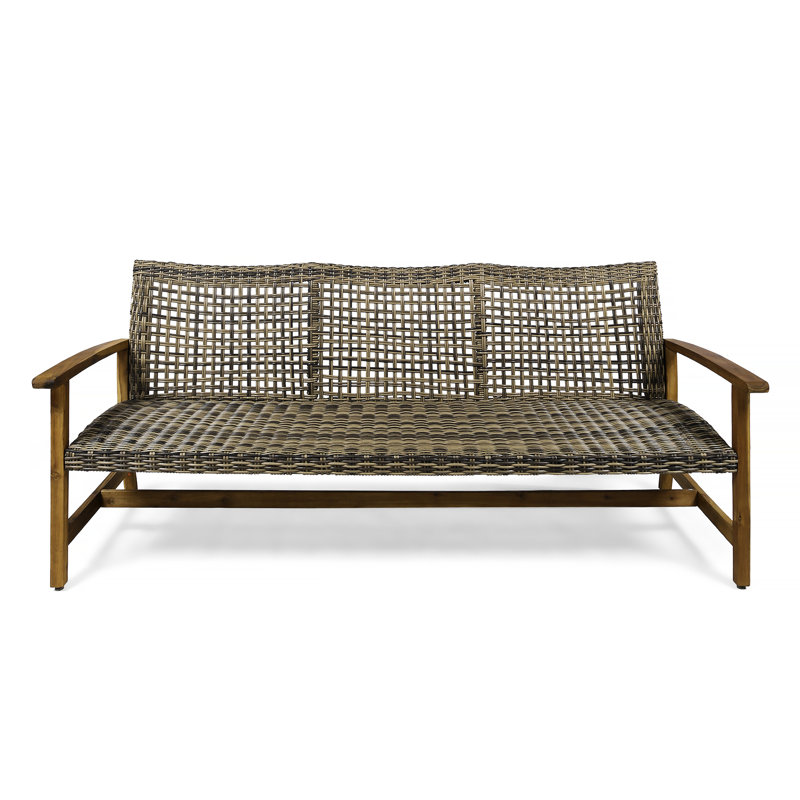 3 Seater With Seat And Wood Support System Construction, Natural/Gray