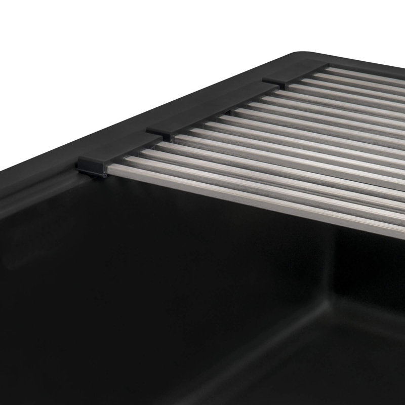 20'' L Drop-In Triple Bowl Granite Composite Kitchen Sink, Black