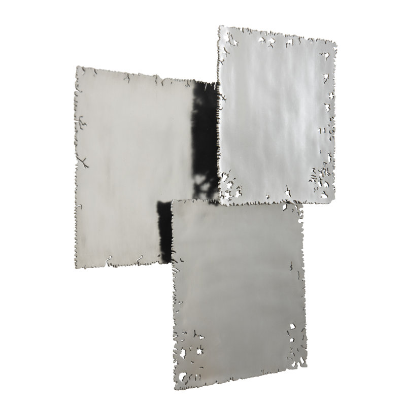 Carrelage mural carré en fonte feuille d'argent 3 pièces