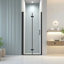 Porte de douche pliante 36 po x 72 po, verre trempé 1/4 po (6 mm), cadre en aluminium noir mat, film antidéflagrant