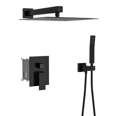 Wall Mounted Shower - 12 Inch Square Dual Heads Head Square, Mount