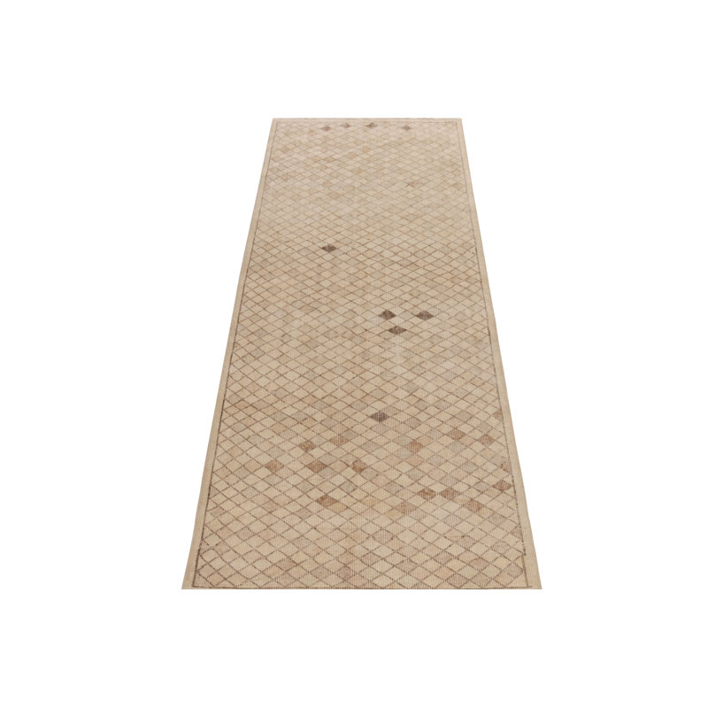 Pasha Wool Geometric Area Rug in Beige/Brown