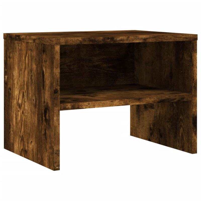 40cm W Manufactured Wood Bedside Table, Smoked oak