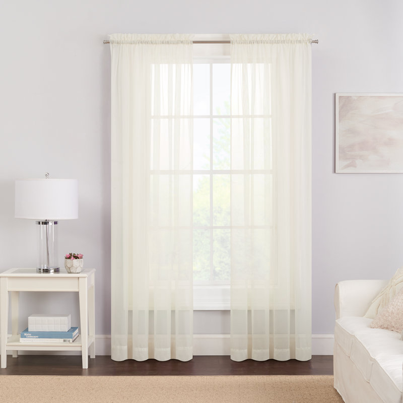 Kober Sheer Curtain Panel Pair, Ivory, 59"W x 95"L