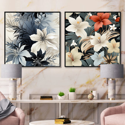 Northfields - Ensemble de 2 collages carrés floraux