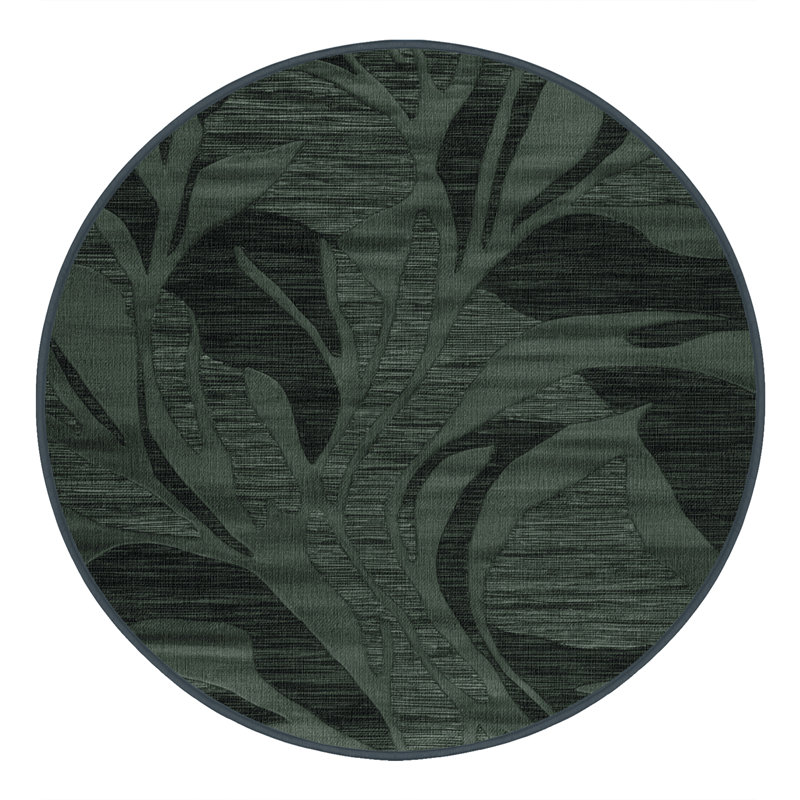 Machine Washable Abstract Gray Area Rug, Round 7'
