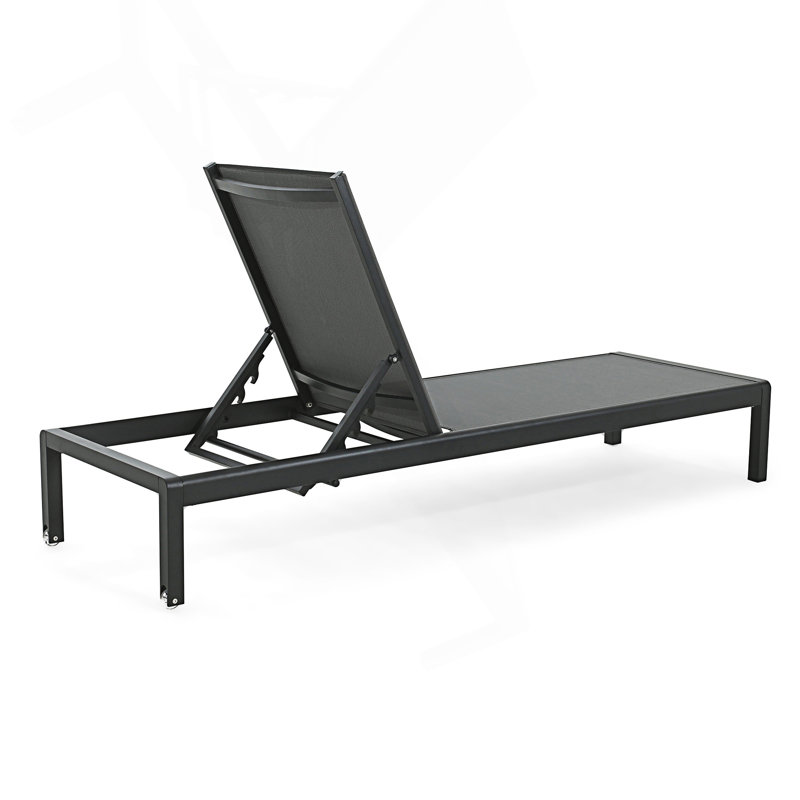 Set Of 2 Chaise Lounge, Durable Pool Lounger Set, Black/Gray