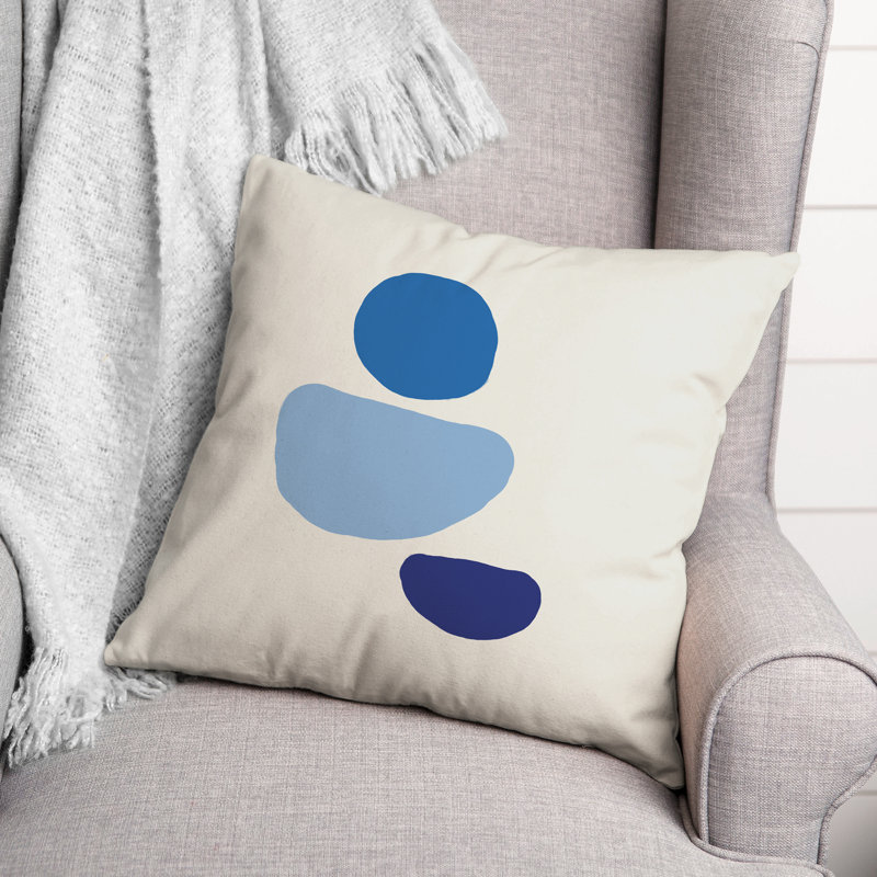  Coussin Blue Abstract Shapes 3, 18 po x 18 po