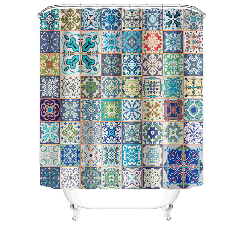 Ensemble de rideaux de douche géométriques 13 pièces Hadler, H 71 po x l 71 po