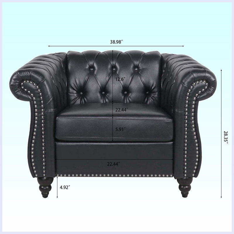 Fauteuil demi-tonneau Hedger, Similicuir noir