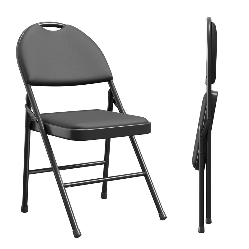 Stackable Folding Chair Folding Chair Set, Black