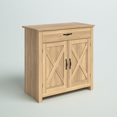 Cloquet 31.5" Farmhouse Barn Door Sideboard Buffet Storage Cabinet Coffee Bar
