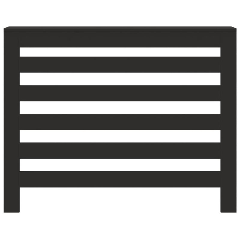 Small Radiator Cover, Black, 104 x 20 x 82 cm, Horizontal Slats