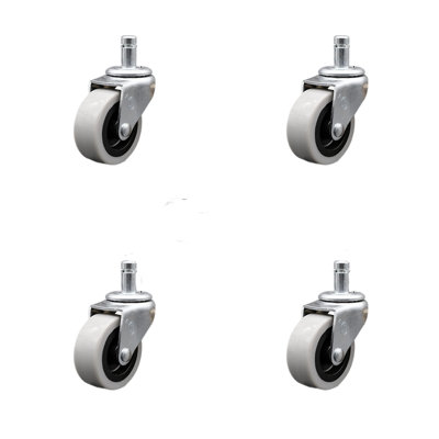 2 Inch Thermoplastic Rubber Wheel 7/8 Grip Ring Stem Caster Set of 4 SCC