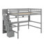 Lit mezzanine double avec bureau et tablettes de rangement, structure de lit mezzanine en bois avec escalier de rangement-2031655346