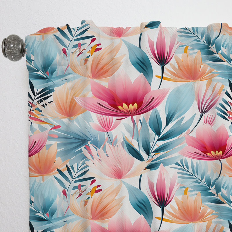 Très doux motif tropical vert et rose I - rideau en velours bohémien - obscurcissant - 1 panneau, L 52 po x L 108 po