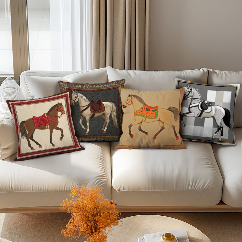 4 Pcs Horse Pattern Decorative Pillow Covers