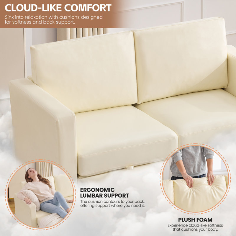 Canapé modulaire en similicuir - fauteuil d'appoint, causeuse et canapé à 3 places, 2 Seat, Beige