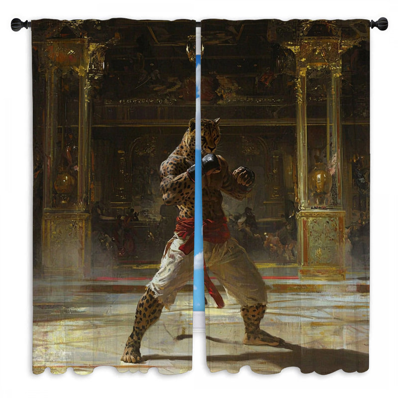 Rideaux de fenêtre Boxing Leopard, L 20 po x L 52 po