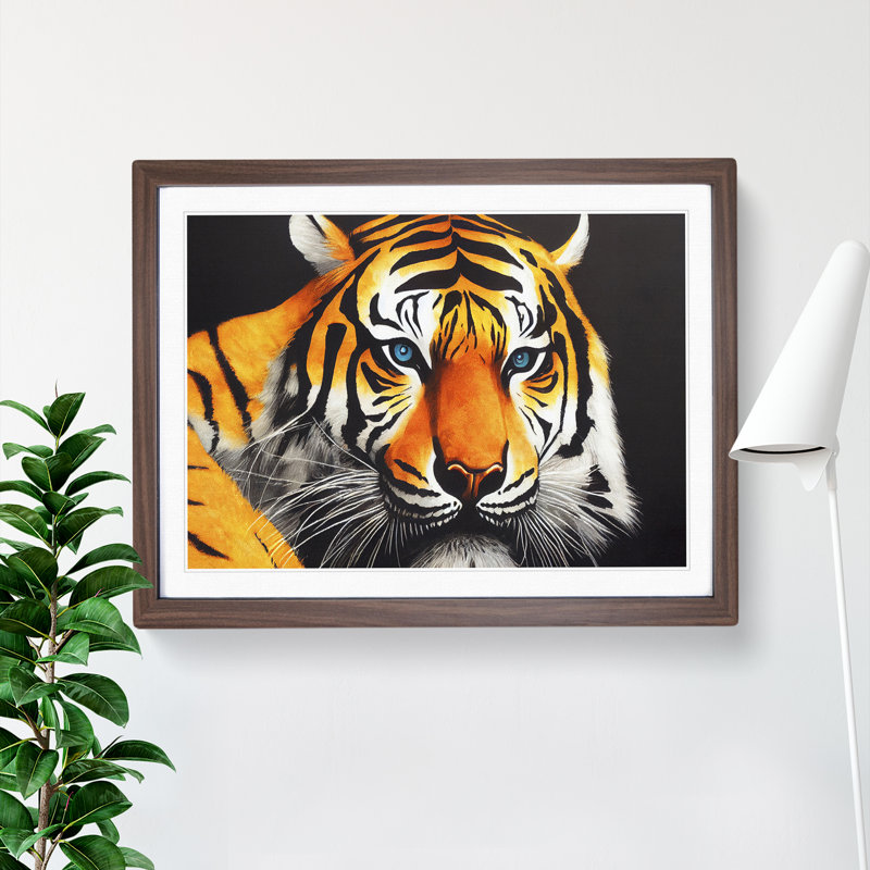XH1022-996X A Tiger Portrait Vol.3 - Single Picture Frame Painting, 46cm H x 64cm W x 2cm D, Walnut