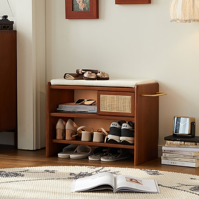 23.6in Retro Style Shoe Storage Bench