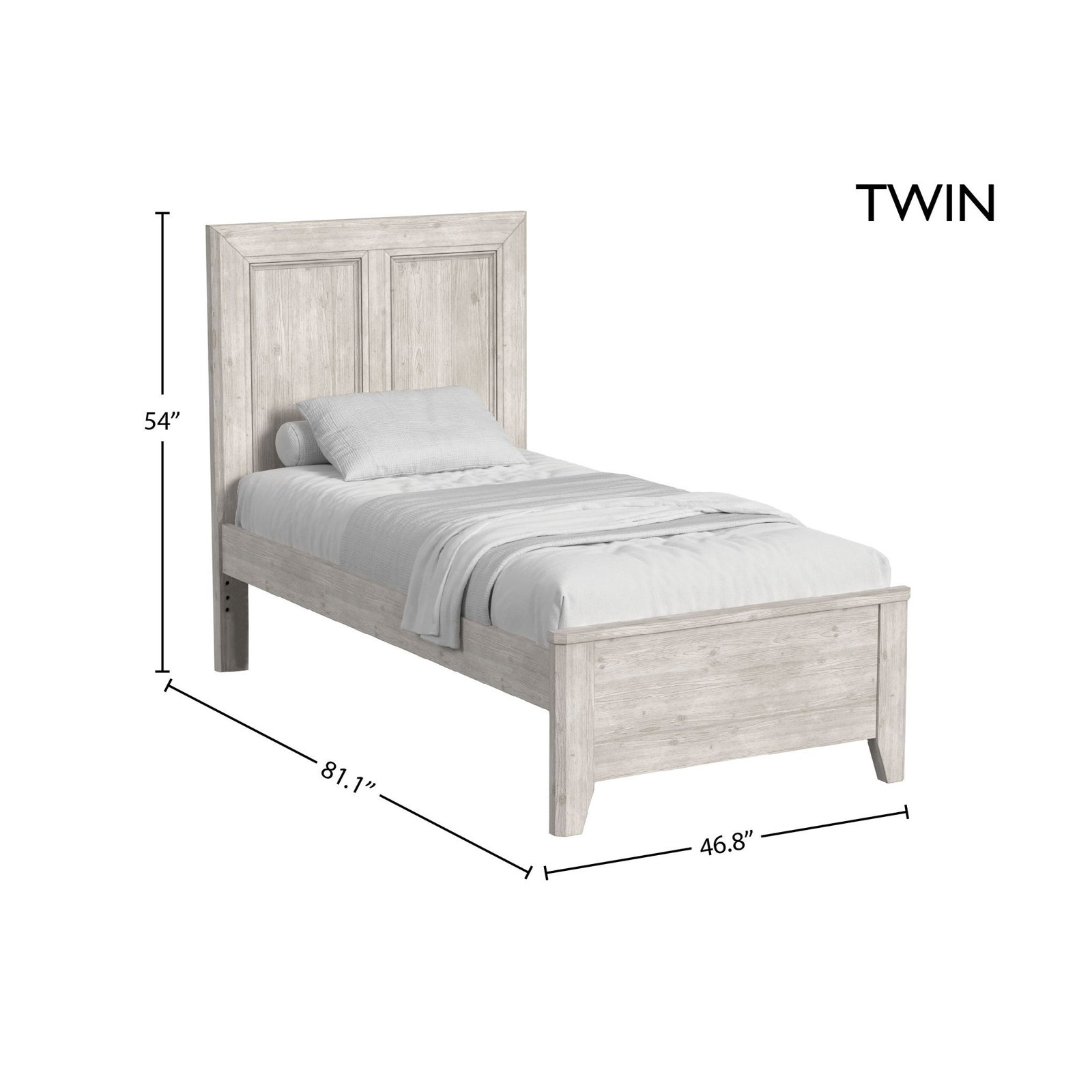 Jemma Solid Wood Panel Bed, Washed Linen, Twin
