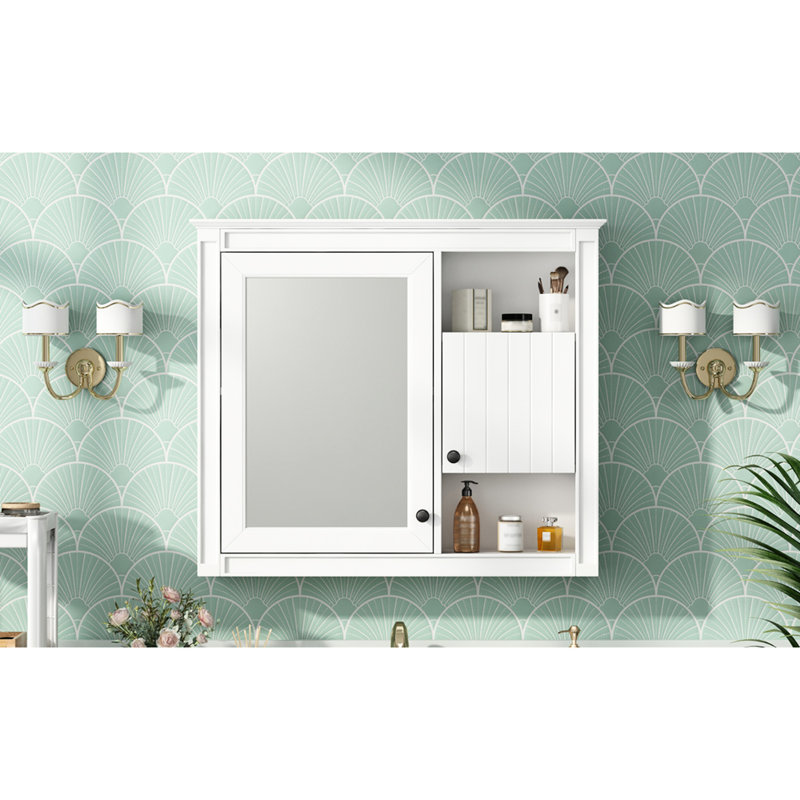 Armoire de salle de bain 32 "à fixation murale avec 3 tablettes réglables - blanc