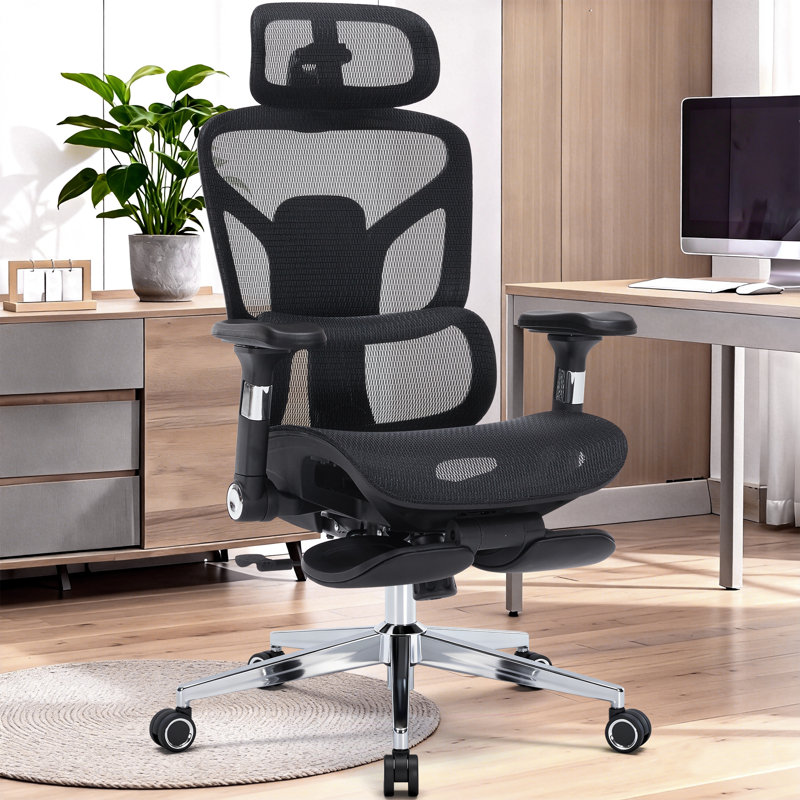 Ergonomic Full Mesh Executive Office Chair with 3D Lumbar Support, Reclining Desk Chair with Retractable Footrest, Adjustable Headrest & Multifunctional Armrests, 400lbs