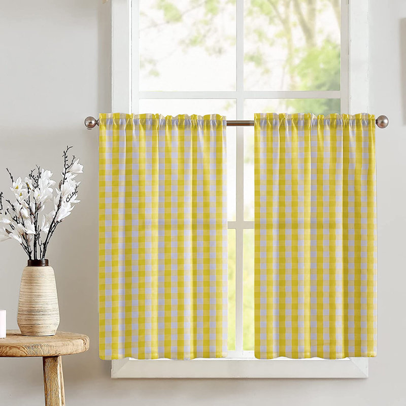 Rideaux à carreaux Gingham, Jaune